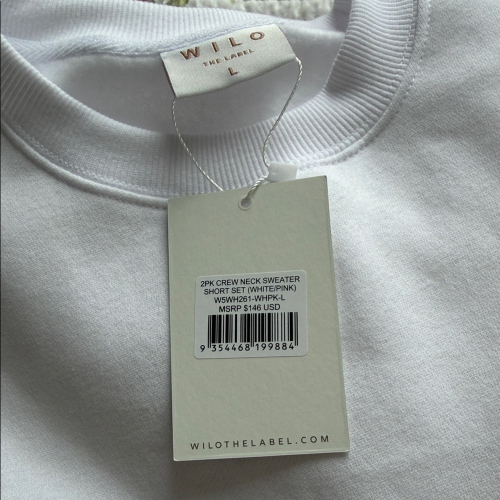 NWT Wilo by Anthropology White Sweatshirt and Ballet 🩰 Pink Shorts Set - Picture 4 of 4